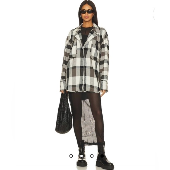 NWT Izzy Cargo Shirt in Black & Cream Free People Size Large - Picture 4 of 8